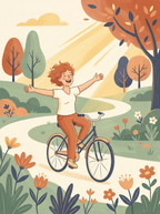 Illustration of an adult riding a bike carefree, Chapter 1