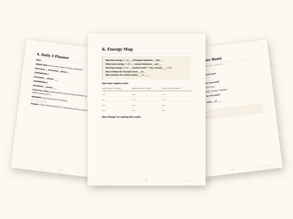 The Time Reset printable worksheets