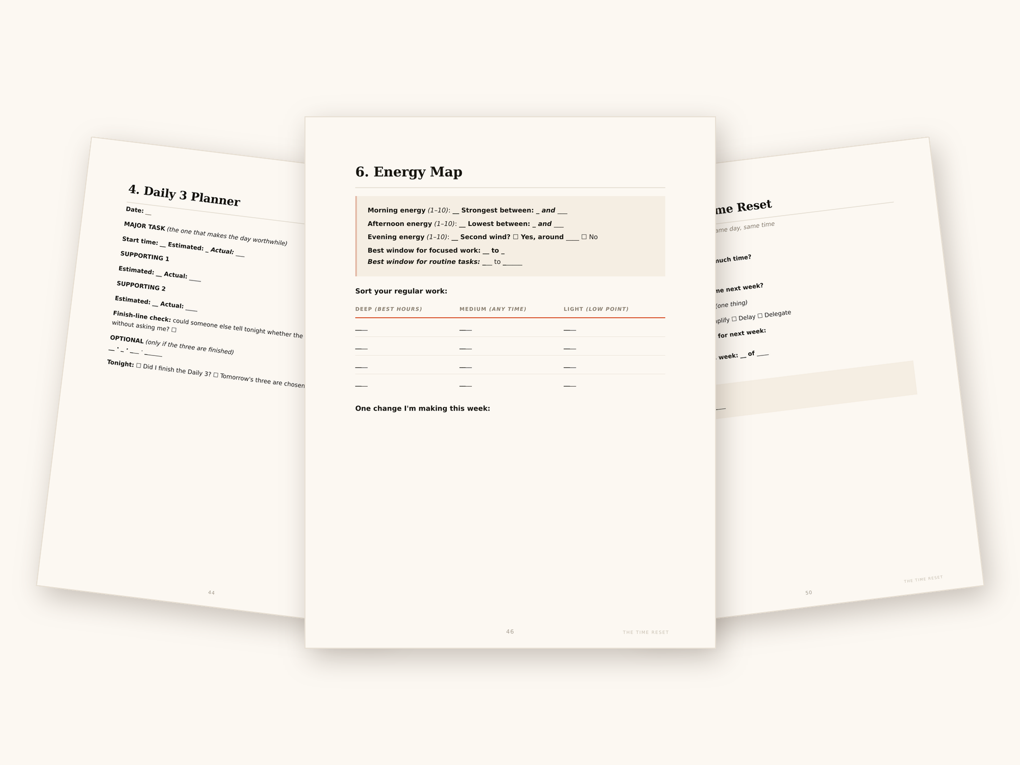 The Time Reset printable worksheets